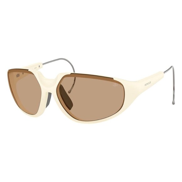New MONCLER Laszer Beige Rectangle ME8008 5002/63 Sunglasses Women - Picture 1 of 6
